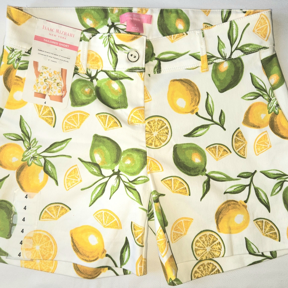 Isaac Mizrahi Women's Citrus Print Shorts - White